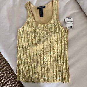 Bisou Bisou Gold Sequin Tank Top Size Medium